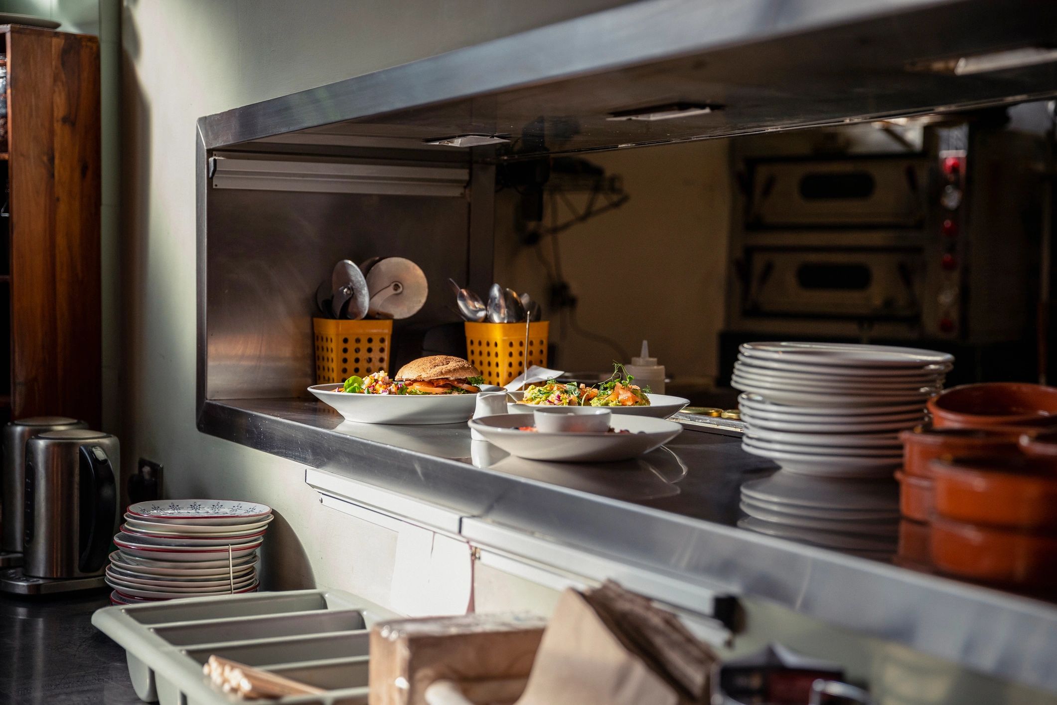 Commercial cafe kitchen service counter